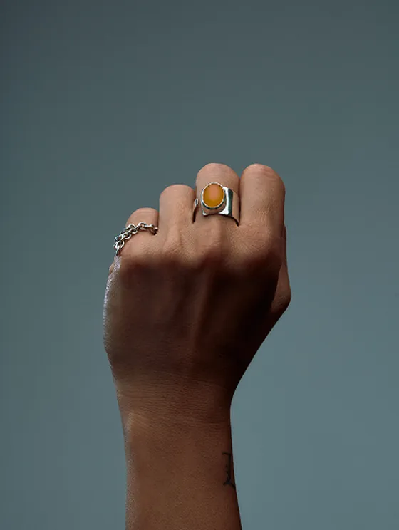 Editorial detail of Indigo Rhythm sterling silver jewelry, a dance of light and shadow