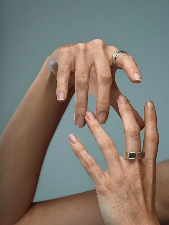 Editorial detail of Indigo Whisper sterling silver jewelry, a silent elegance in the details