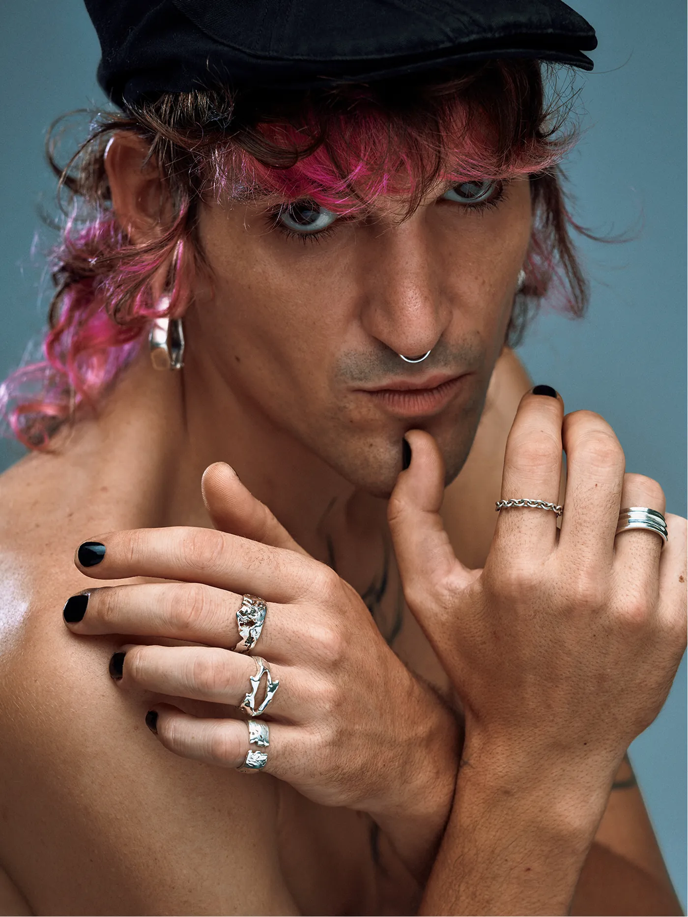 Indigo Morph silver ring styled in the sacred Pulse editorial