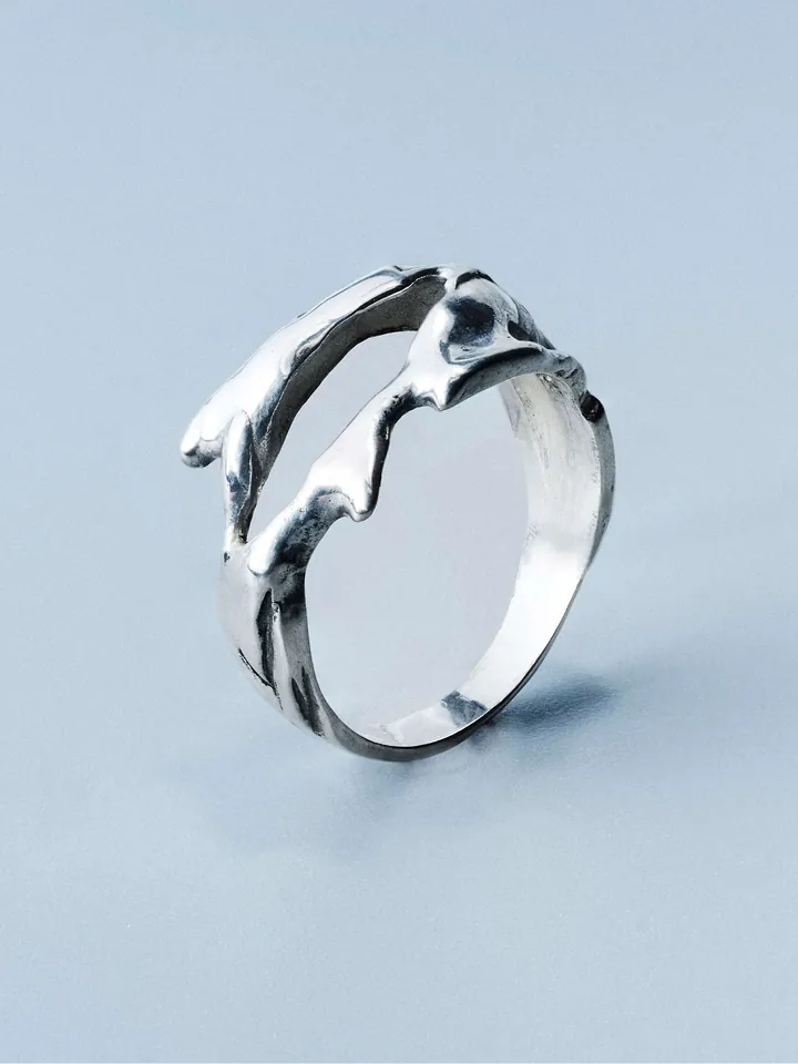 Morph ring, handcrafted lost-wax cast sterling silver 925 by Indigo