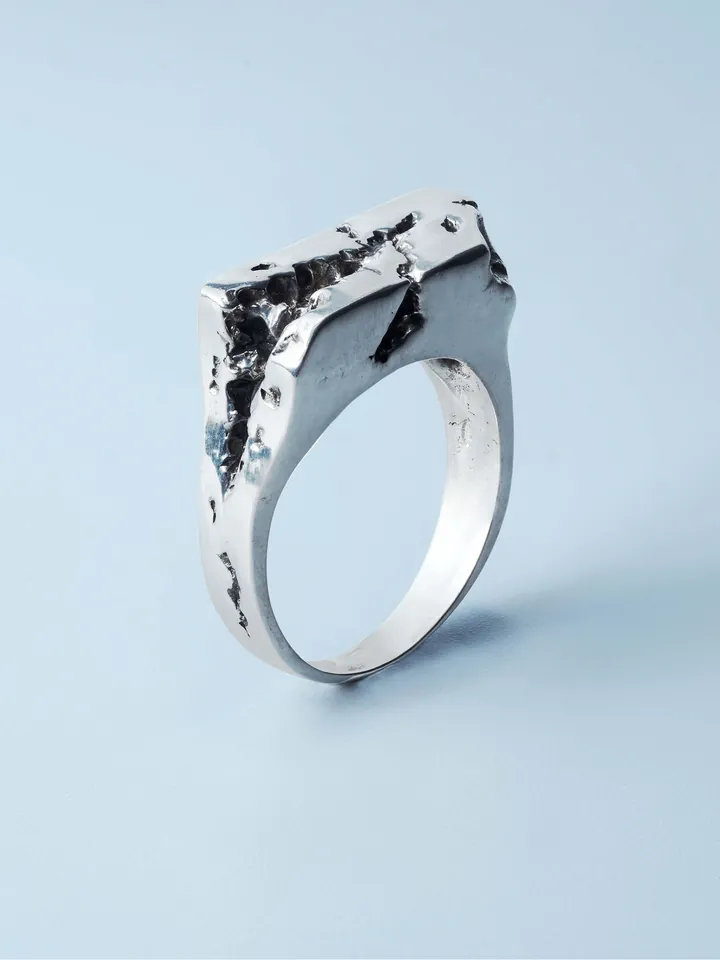 Rock ring, handcrafted oxidized sterling silver 925 by Indigo