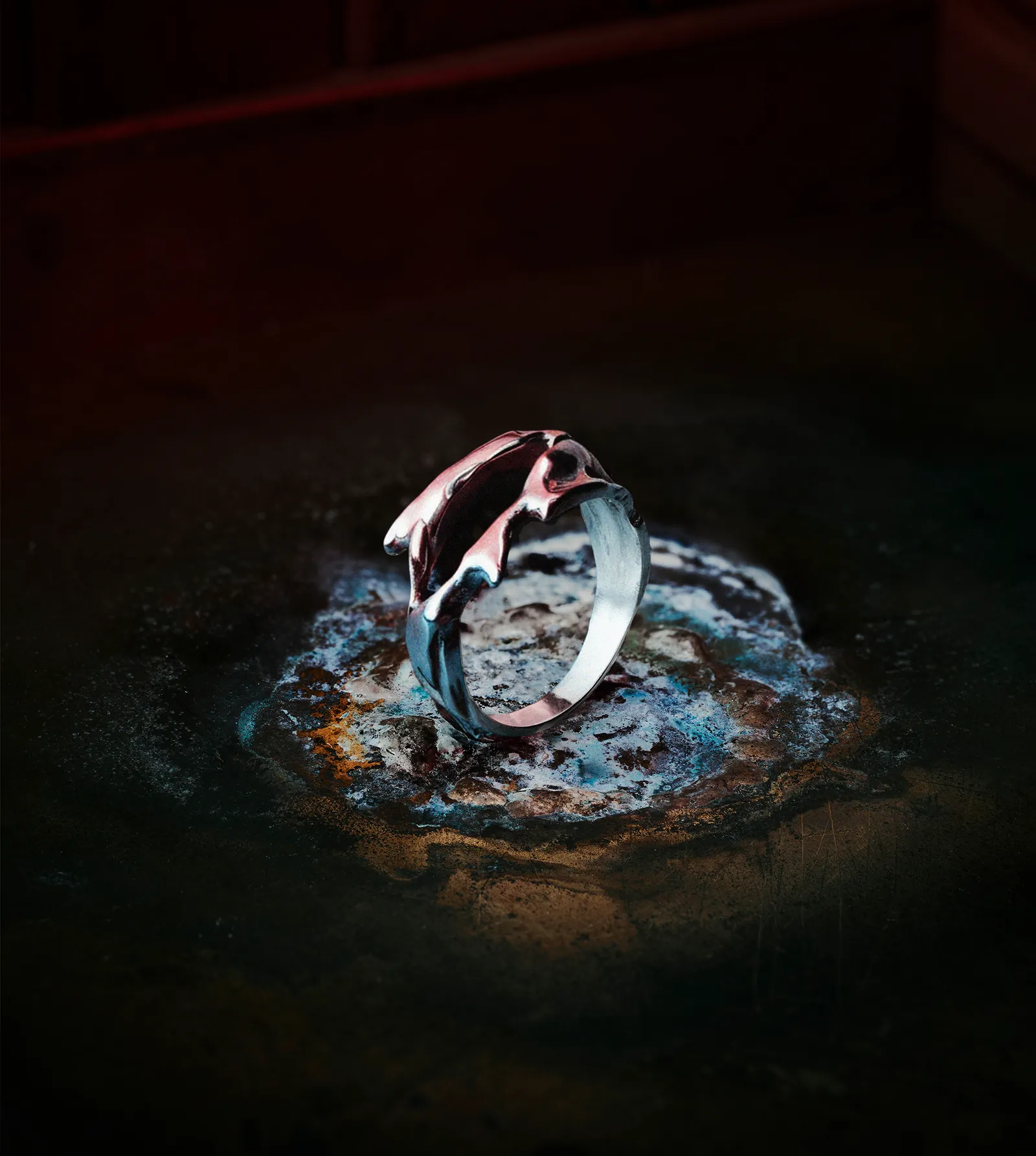 Indigo Morph ring, handcrafted lost-wax cast sterling silver 925 with mirror-polished finish